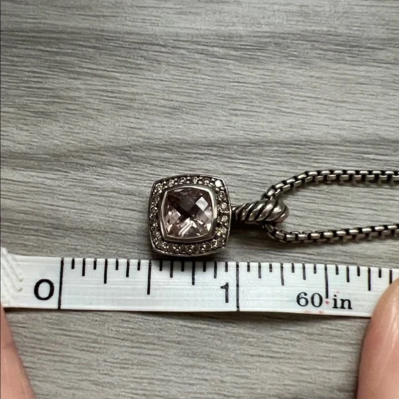 Authentic David Yurman Albion pendant necklace morganite and diamonds - Picture 8 of 9